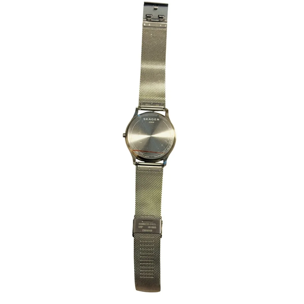 Skagen Jorn Mens Watch Silver Stainless‎ Steel Mesh Band Black Dial SKW6334